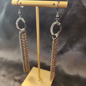 Mixed Metal Chain Dangle Earrings
